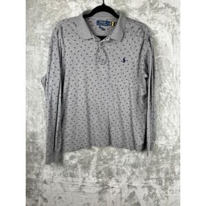 Polo Ralph Lauren Mens Large Gray Long Sleeve Polo Classic Preppy Casual